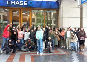 Members of the Seattle Solidarity Network after delivering their letter to Chase bank