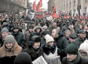 Marching in Moscow in remembrance of Boris Nemtsov